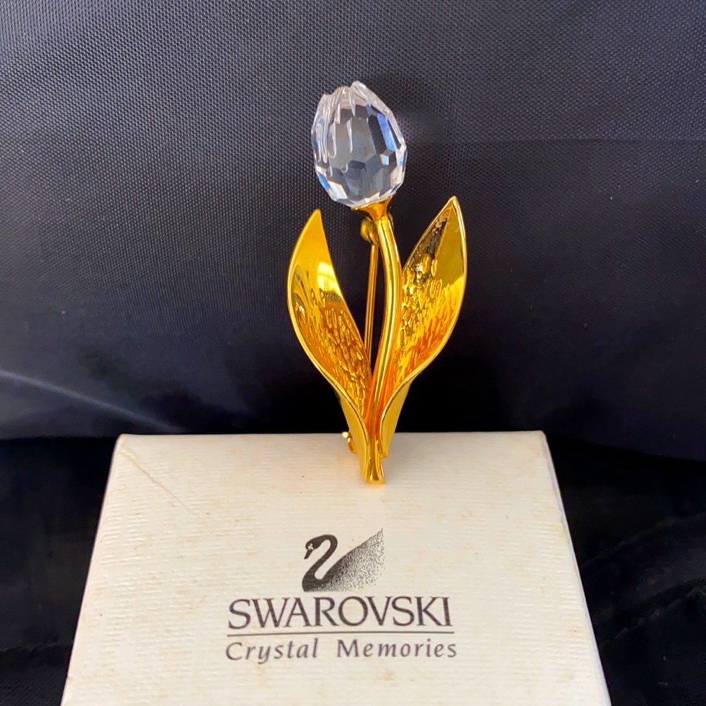 Swarovski tulip brooch pin - new
